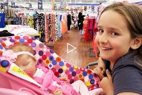 Shopping with Reborn Baby Doll Olivia and Sophia for Newborn Baby Supplies at Walmart Shopping Haul