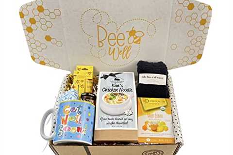 Get Well Soon Gift Basket with Soup, Mug, Socks, Lotion & More in Bee Well Unique Gift Box