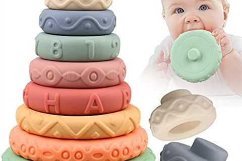 Miawow 8 Pcs Stacking Rings Soft Toys for Babies Newborn 0 3 4 5 6 12 18 Months 1 Year Old Girls..