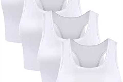 Boao 4 Pieces Basic Crop Tank Tops Sleeveless Racerback Crop Sport Top for Women