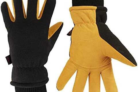 OZERO Winter Gloves -30°F Cold Proof Deerskin Suede Leather Insulated Water-Resistant Windproof..