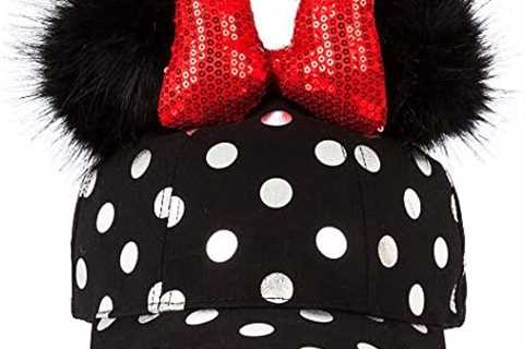 Disney Minnie Mouse Polka Dot Pom Pom Baseball Cap with Bow Black