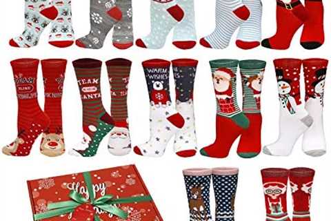 12 Pair, Holiday X-Mas Socks, 12 Different Designs, Christmas Size 9-11