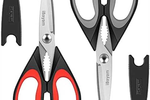 Kitchen Shears, iBayam Kitchen Scissors Heavy Duty Meat Scissors Poultry Shears, Dishwasher Safe..