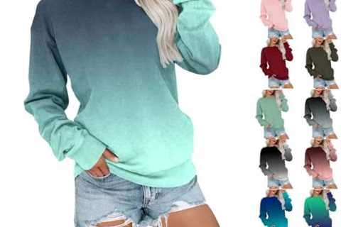 YWEFSJ Womens Sweaters,Crew Neck Color Block Sweatshirt Solid Long Sleeve Tops Cute Casual Pullover ..