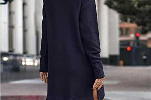 KYLASIEN Women Turtleneck Sweater Dress Casual Long Sleeve Loose Oversized Pullover Knitted Tunic..