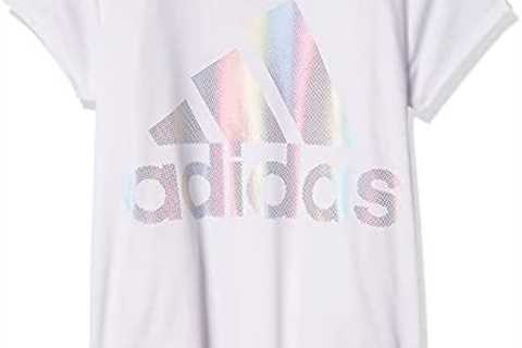 adidas Girls’ Short Sleeve Rainbow Scoop Neck Tee T-Shirt