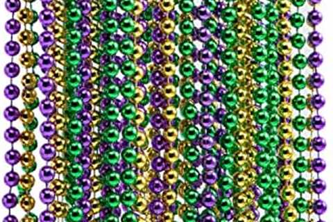 JOYIN 72 PCS Mardi Gras Beads Necklace, Gold, Green, Purple Metallic Colors Necklaces Set for Mardi ..