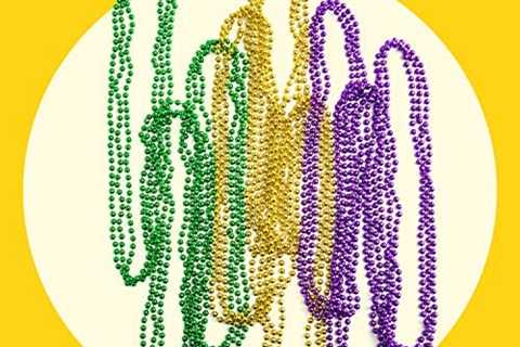 JOYIN 72 PCS Mardi Gras Beads Necklace, Gold, Green, Purple Metallic Colors Necklaces Set for Mardi ..