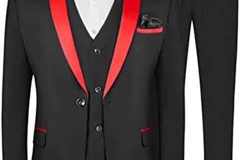 MAGE MALE Men’s Slim Fit 3 Piece Suit One Button Solid Shawl Lapel Blazer Jacket Vest Pants Set..