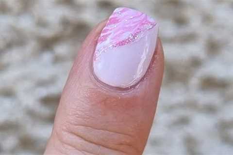 Girly Pink Nails - Pastel Pink Marble Nail Art Tutorial - Manicure At Home