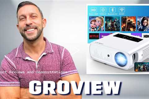 GROVIEW Projector, 15000lux 490ANSI Native 1080P WiFi Bluetooth Projector, 300'' 😁