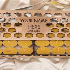 24-Pack Handmade Beeswax Tealight Candles | Custom Wooden Gift Box | Unique Handmade Gift