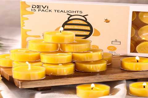 DEVI 15 Pack Beeswax Tea Lights - 100% Pure Beeswax Candles for Home & Gifts