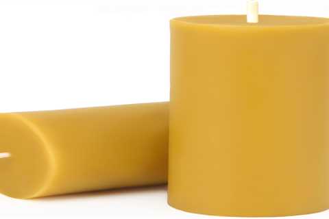 Natural Beeswax Pillar Candles - 70 Hours Unscented, Smokeless & Hand-Poured